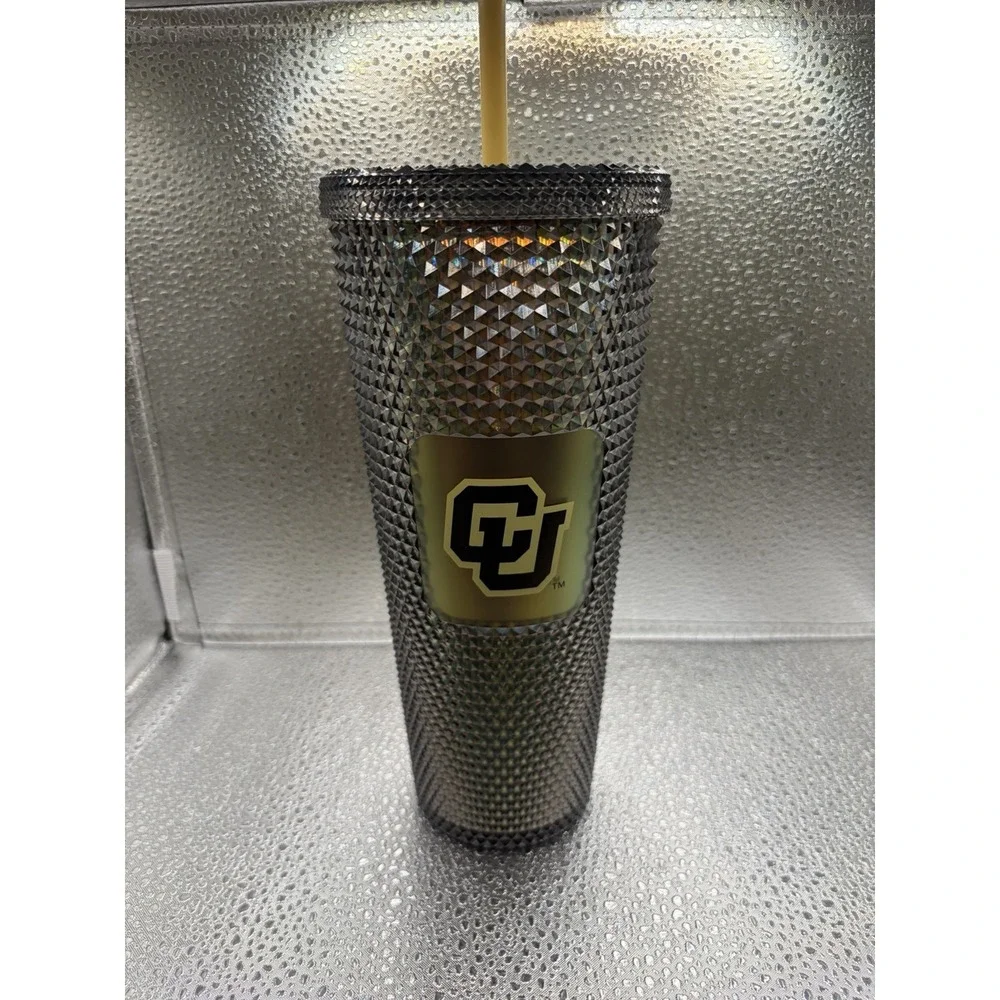 Starbucks CU Colorado University Studded Tumbler Iridescent Black & Gold